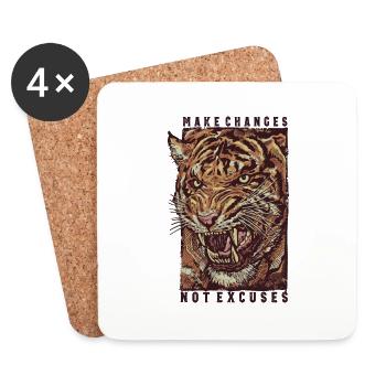 The roaring angry tiger face - Coasters (set of 4) - white - Front