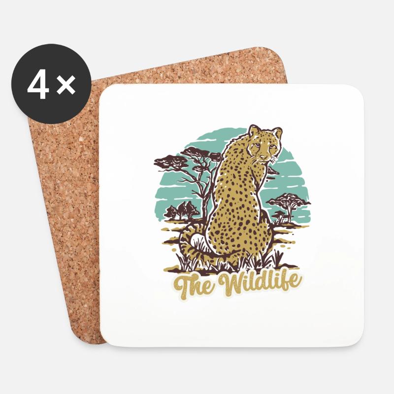 Der wildlebende Gepard - Untersetzer (4er-Set) - Weiß