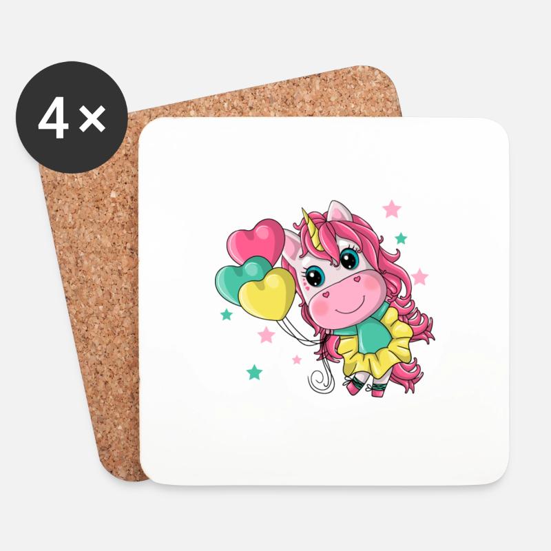 Einhornmädchen mit Herz - Untersetzer (4er-Set) - Weiß