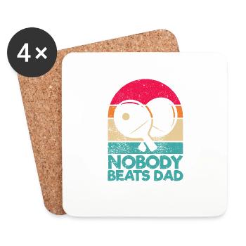 Personne ne bat papa Drôle de joueur de tennis de table - Dessous de verre (lot de 4) - blanc - Devant
