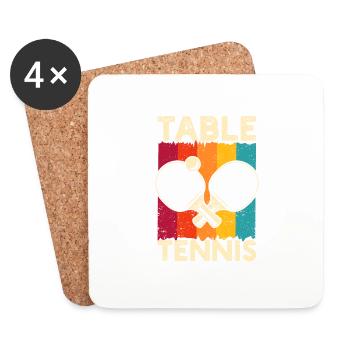 Retro Table Tennis Player Funny Ping Pong Sport - Coasters (set of 4) - white - Front