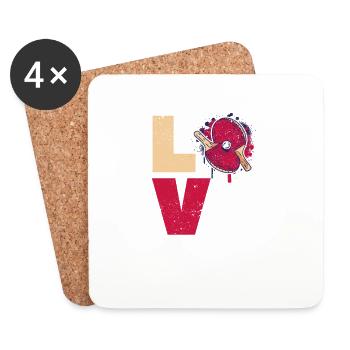 Love Table Tennis Players Funny Ping Pong Love - Coasters (set of 4) - white - Front