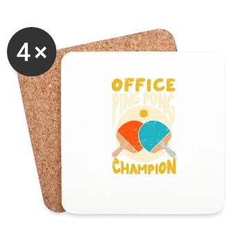 Office Ping Pong Champion Funny Table Tennis Ball - Coasters (set of 4) - white - Front