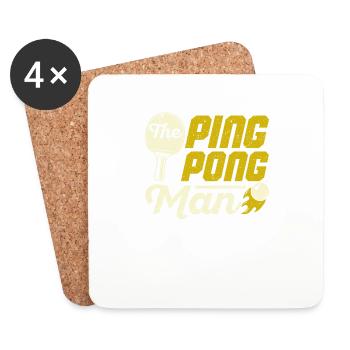 Le joueur de tennis de table drôle de Ping Pong Man - Dessous de verre (lot de 4) - blanc - Devant
