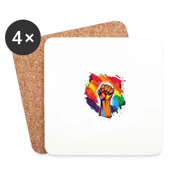 LGBTQ et fiers pour toujours - Rainbow LGBT Rights - Dessous de verre (lot de 4) - blanc - Devant