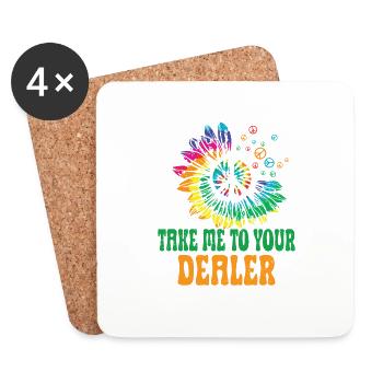 Hippie Peace Sign Peace Flowers Flower Child - Dessous de verre (lot de 4) - blanc - Devant