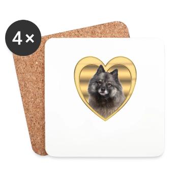 Eurasier - Amoureux des chiens - Cœur de chien - Dessous de verre (lot de 4) - blanc - Devant