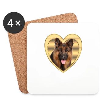 German Shepherd - Dog Lover Dog Heart - Coasters (set of 4) - white - Front