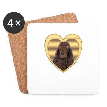 Field Spaniel - Hundeliebhaber - Hunde Herz - Untersetzer (4er-Set) - Weiß - Vorne