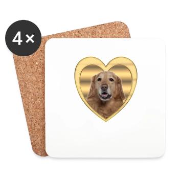 Hovawart - Amoureux des chiens - Cœur de chien - Dessous de verre (lot de 4) - blanc - Devant