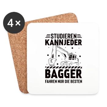 Bagger Baggerfahrer Baugeräte Baustelle - Untersetzer (4er-Set) - Weiß - Vorne