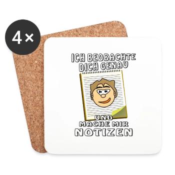 GESICHT NOTIZBLOCK ICH BEOBACHTE DICH GENAU - Untersetzer (4er-Set) - Weiß - Vorne