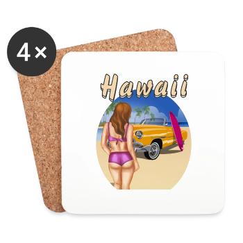 HAWAÏ - Dessous de verre (lot de 4) - blanc - Devant