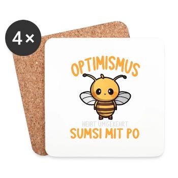 Optimismus heißt umgekehrt Sumsi Mit Po - Untersetzer (4er-Set) - Weiß - Vorne