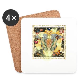Fairy butterflies and vintage flowers - Coasters (set of 4) - white - Front