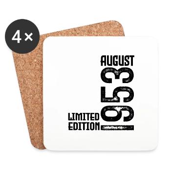 Gift August 1953. Birthday August 1953. August - Coasters (set of 4) - white - Front