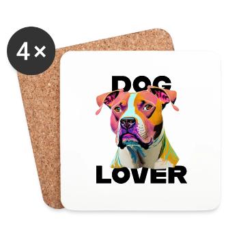 Amant des chiens American Stafford - Dessous de verre (lot de 4) - blanc - Devant