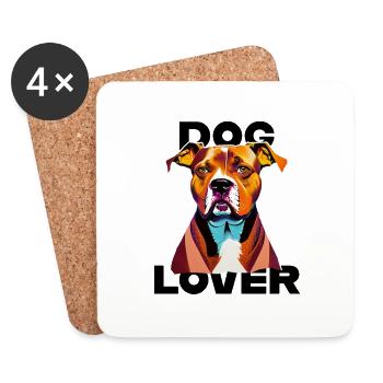 Amant des chiens American Stafford - Dessous de verre (lot de 4) - blanc - Devant