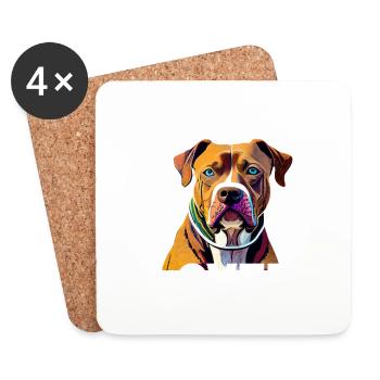 Amant des chiens American Stafford - Dessous de verre (lot de 4) - blanc - Devant