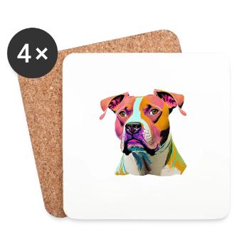 Amant des chiens American Stafford - Dessous de verre (lot de 4) - blanc - Devant