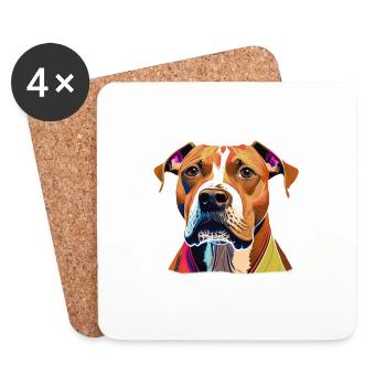 Amant des chiens American Stafford - Dessous de verre (lot de 4) - blanc - Devant