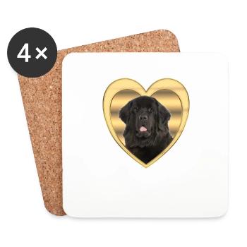Terre-Neuve - Amoureux des chiens - Cœur de chien - Dessous de verre (lot de 4) - blanc - Devant