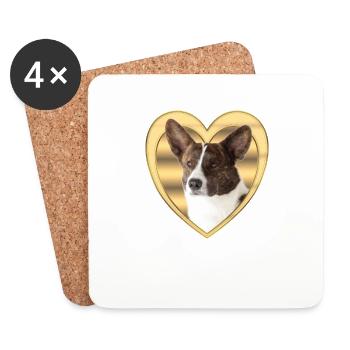 Cardigan Welsh Corgi - Amoureux des chiens - Cœur de chien - Dessous de verre (lot de 4) - blanc - Devant