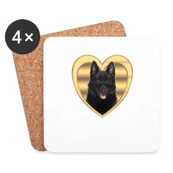 Schipperke - Dog Lovers - Dog Heart - Coasters (set of 4) - white - Front