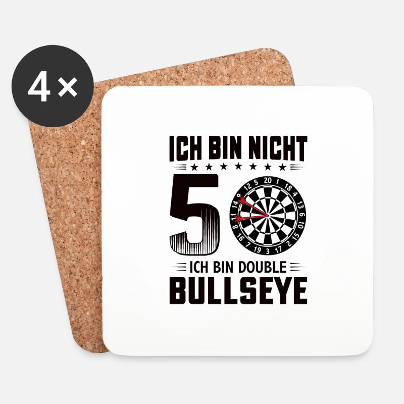 Dart 50 Geburtstag Dart Dartspieler Dartscheibe - Untersetzer (4er-Set) - Weiß