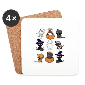 Katze Boo Halloween Katzen Gruselig Kätzchen - Untersetzer (4er-Set) - Weiß - Vorne