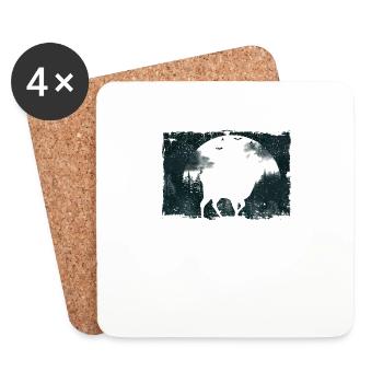 Halloween Llama Animal Zookeeper Spooky Zoo Family - Coasters (set of 4) - white - Front