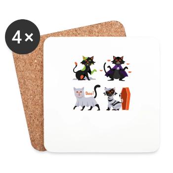 Cat Boo Halloween Cats Creepy Kitten - Dessous de verre (lot de 4) - blanc - Devant