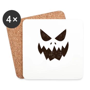 Jack O' Lantern Gesicht Kürbis Halloween lustig - Untersetzer (4er-Set) - Weiß - Vorne