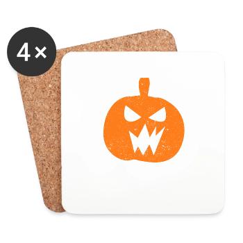 Jack O' Lantern Gesicht Kürbis Halloween lustig - Untersetzer (4er-Set) - Weiß - Vorne