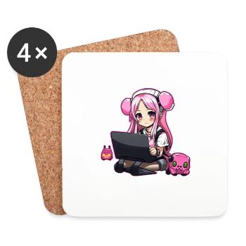 Gaming Konsole PC Zockerin Mädchen Gamer Girl - Untersetzer (4er-Set) - Weiß - Vorne