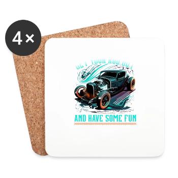 Hot Rod Sortez votre tige, Muscle Car Rat Rod - Dessous de verre (lot de 4) - blanc - Devant