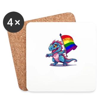Stolz Dinosaurier LGBT Schwul Lesbisch Transgender Cool - Untersetzer (4er-Set) - Weiß - Vorne