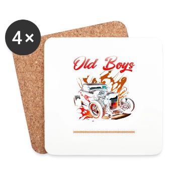 Hot Rod Grandpa, Old Boys Coolest Toys, Muscle Car - Dessous de verre (lot de 4) - blanc - Devant