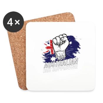 Pas australien mais favorable au drapeau australien - Dessous de verre (lot de 4) - blanc - Devant