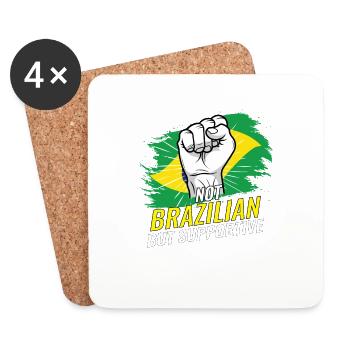 Pas brésilien mais favorable au Brésil Pays du drapeau - Dessous de verre (lot de 4) - blanc - Devant