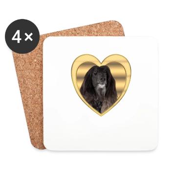 Afghan Hound Dog Lover - Dogs Heart - Coasters (set of 4) - white - Front