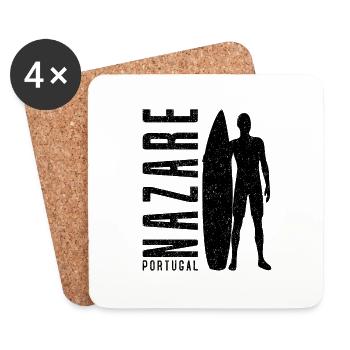 Nazare Surfer Planche de surf Portugal - Dessous de verre (lot de 4) - blanc - Devant