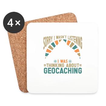 Geocaching Geschenk Geocacher Geocache - Untersetzer (4er-Set) - Weiß - Vorne