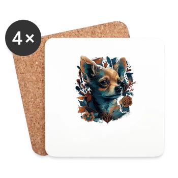 Chihuahua | Bunte Kunst Schöner Hund - Untersetzer (4er-Set) - Weiß - Vorne
