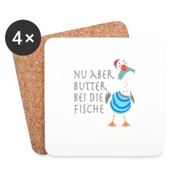 Nu aber Butter bei die Fische - Untersetzer (4er-Set) - Weiß - Vorne
