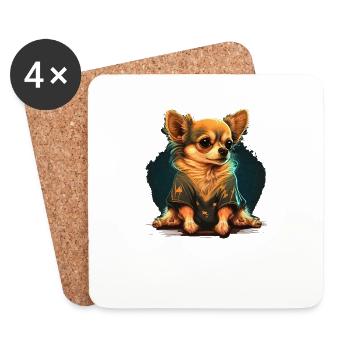 Chihuahua | Schlaf Nacht Pyjama Sonntag Niedlich - Untersetzer (4er-Set) - Weiß - Vorne