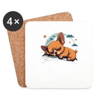 Chihuahua | Sunday Sleep Cute Dog Good Night - Coasters (set of 4) - white - Front