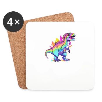 Allysaurus Dinosaur Rainbow Flag pour Ally LGBT Pun - Dessous de verre (lot de 4) - blanc - Devant