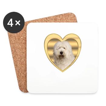 Bobtail - Amoureux des chiens - Cœur de chien - Dessous de verre (lot de 4) - blanc - Devant