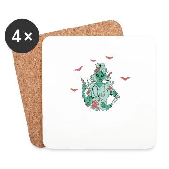 Lustige Halloween Zombie Krankenschwester Spooky - Untersetzer (4er-Set) - Weiß - Vorne